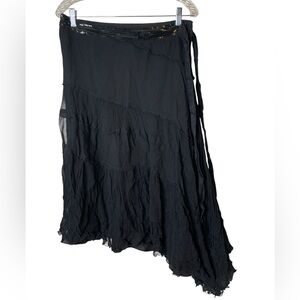 Carole Little Lined Silk Skirt Size 10 Gypsy Whimsigoth Witchy Layers Sequins